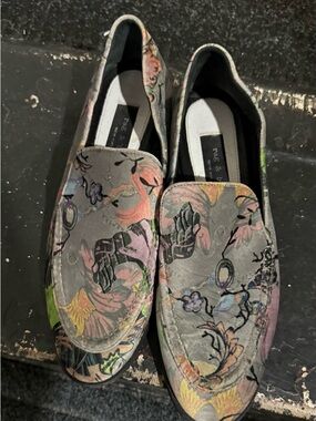 Rag & Bone Alix convertible grey floral  velvet loafers upper size 40